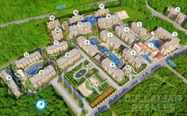 Apartmán v rodinném komplexu Cascadas Family Resort, 500 m od moře, Slunečné pobřeží - foto 16